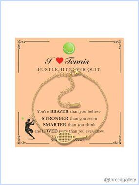 18K Gold Plated Sports Bracelet for Women Tennis Racket Baseball Adjustable